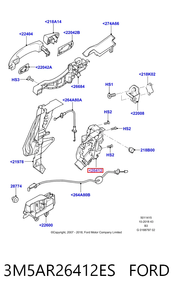 3M5AR26412ES Ford Замок задніх дверей, лівих