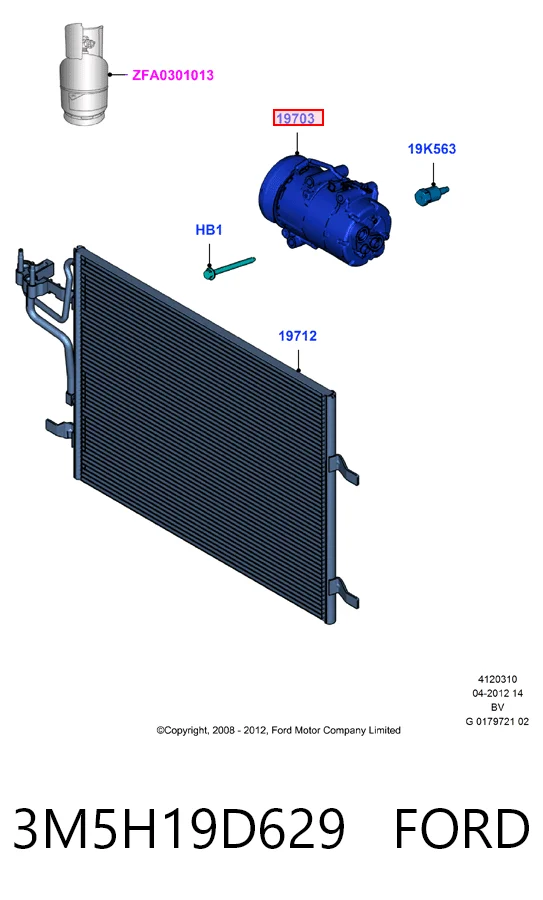 3M5H19D629 Ford Компресор холодоагенту