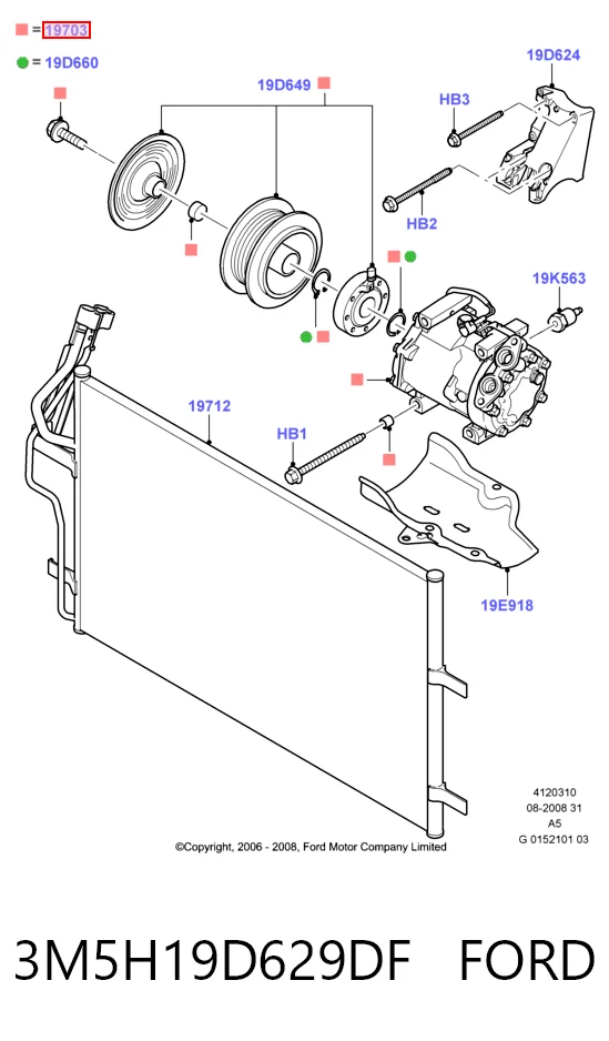 3M5H19D629DF Ford Компресор холодоагенту