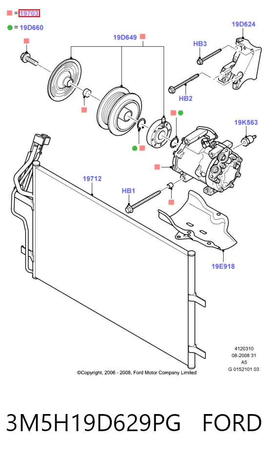 3M5H19D629PG Ford Компресор холодоагенту
