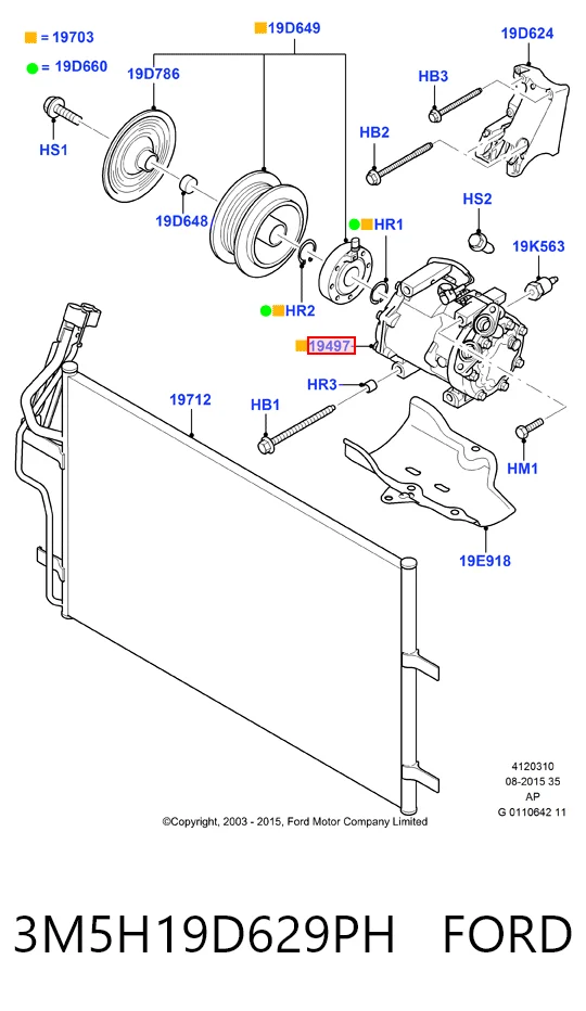 3M5H19D629PH Ford Компресор холодоагенту