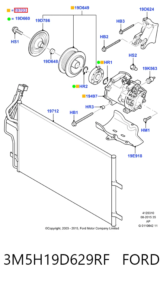 3M5H19D629RF Ford Компресор холодоагенту