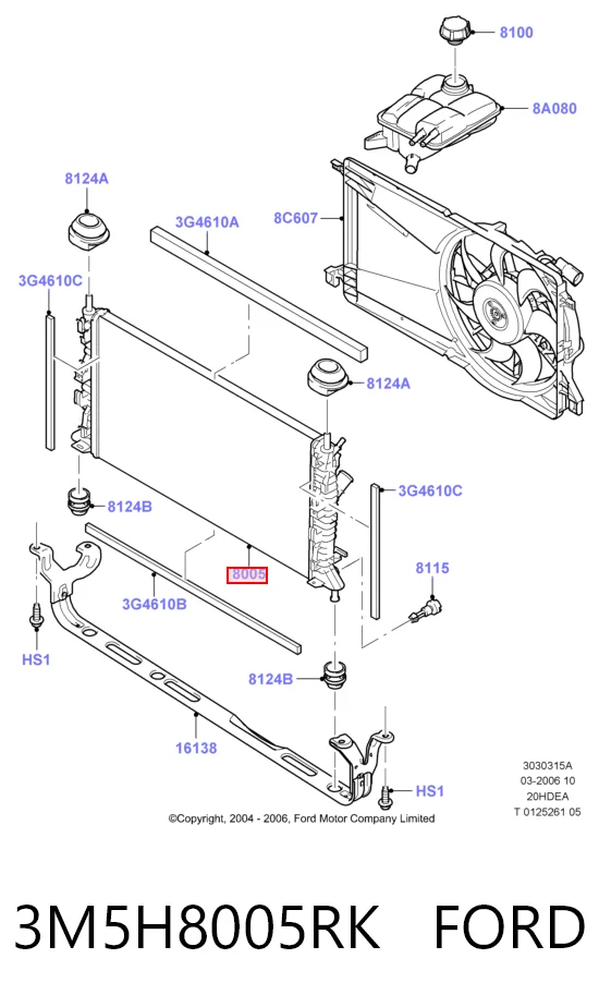 3M5H8005RK Ford Радіатор охолодження двигуна