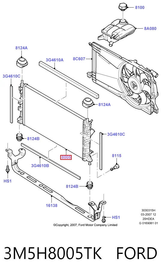 3M5H8005TK Ford Радіатор охолодження двигуна