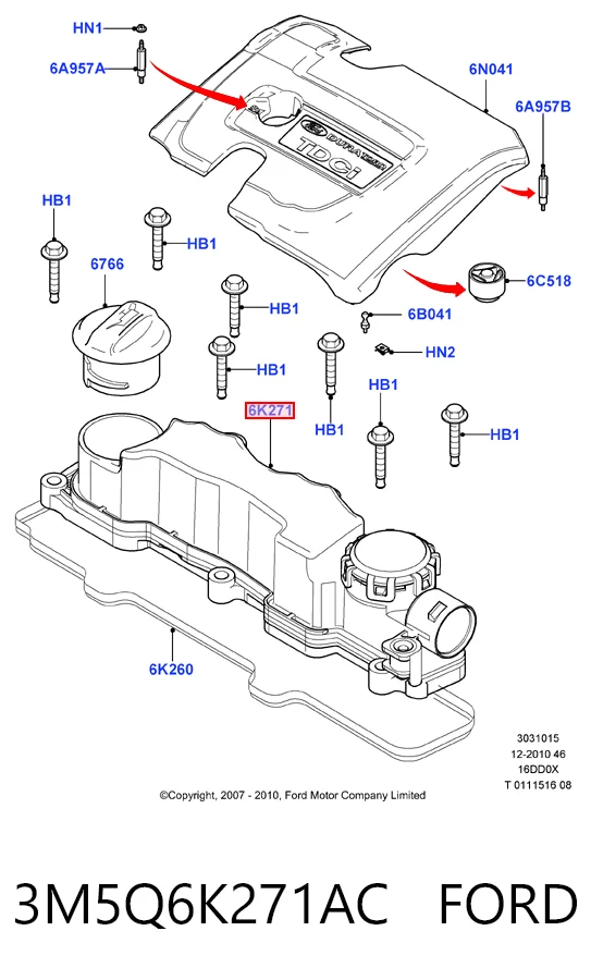 3M5Q6K271AC Ford Кришка двигуна