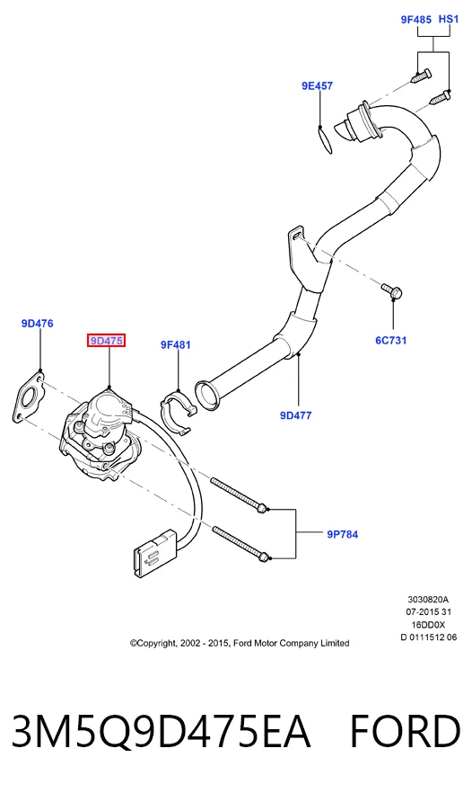 3M5Q9D475EA Ford Клапан рециркуляції відпрацьованих газів EGR