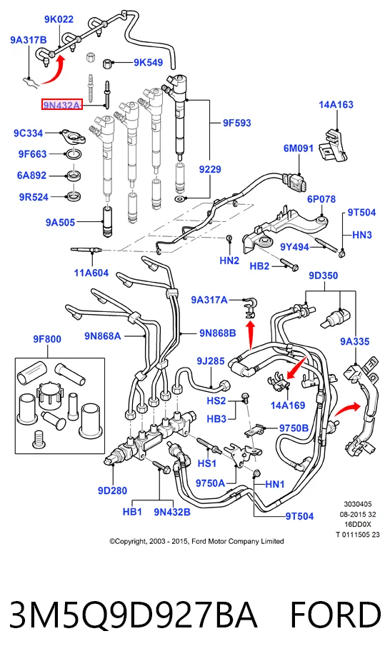 3M5Q9D927BA Ford Болт кріплення форсунки