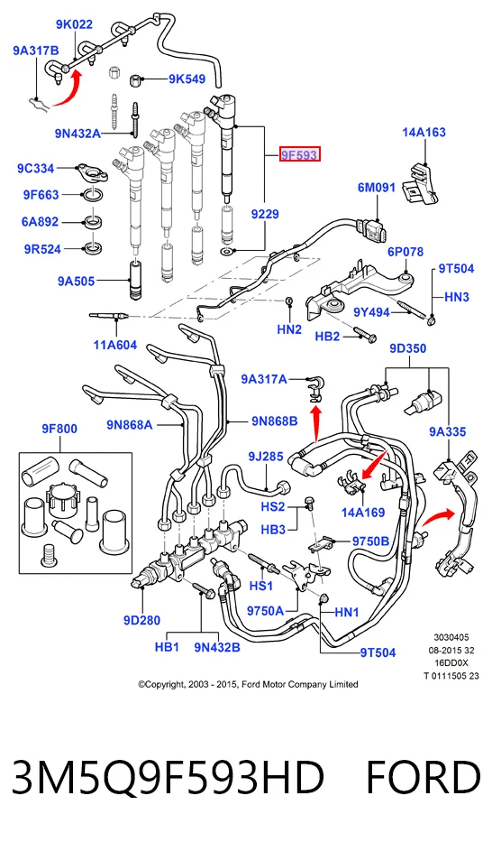 3M5Q9F593HD Ford Форсунка вприску палива