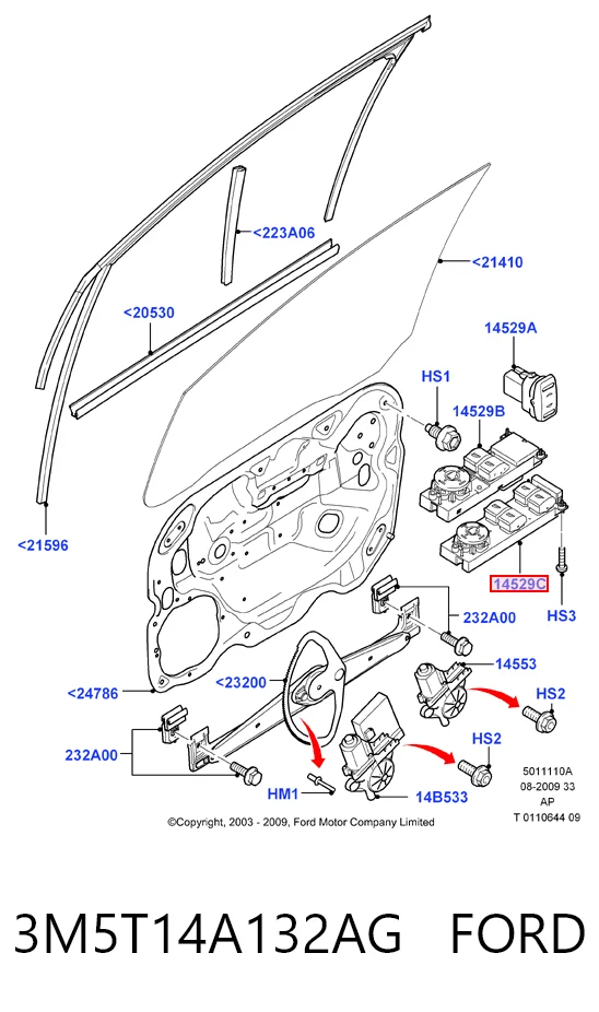 3M5T14A132AG Ford Кнопки переднього лівого склопід'ємника