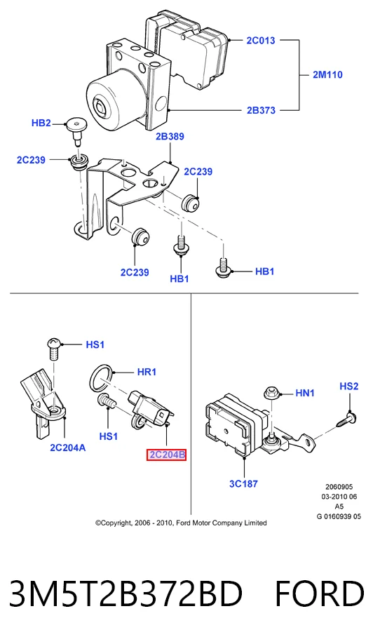 3M5T2B372BD Ford Датчик АБС (ABS) задній