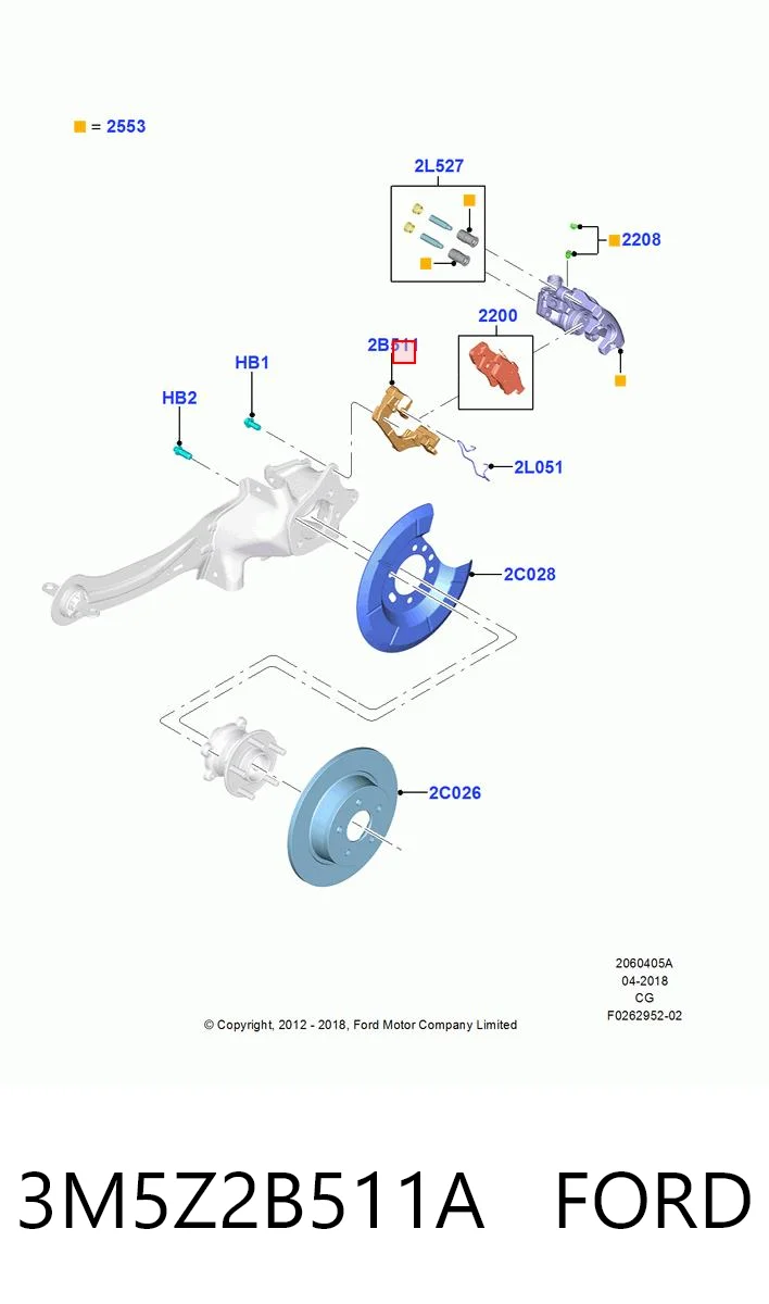 3M5Z2B511A Ford Скоба гальмівного заднього супорта