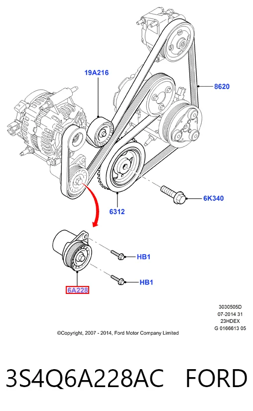 3S4Q6A228AC Ford Натяжна планка поліклинового ременя