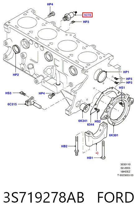 3S719278AB Ford Датчик показника тиску масла