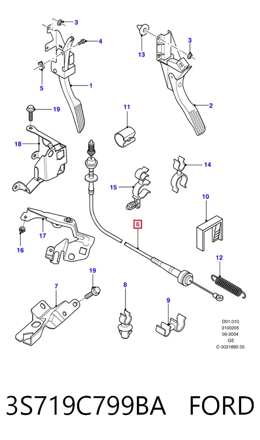3S719C799BA Ford Трос газу (акселератора)