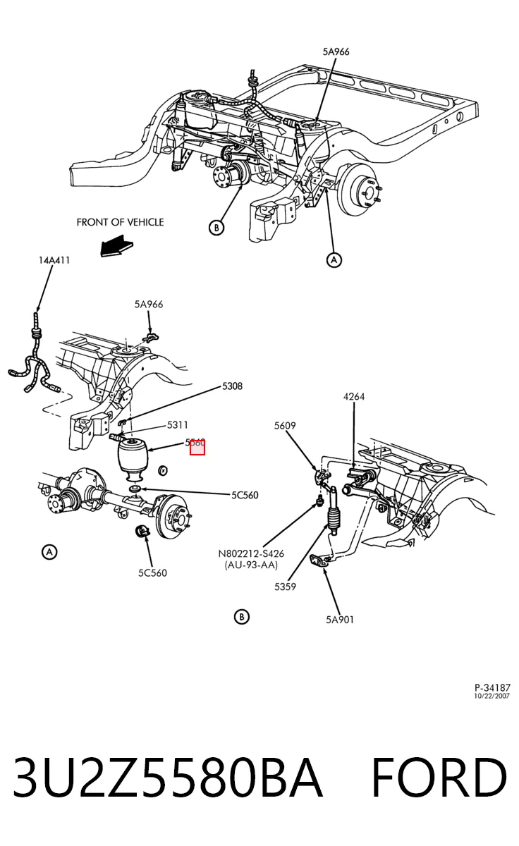 3U2Z5580BA Ford Пневмоподушка/пневморессора моста заднього