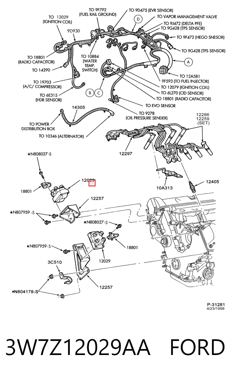 3W7Z12029AA Ford Котушка запалювання