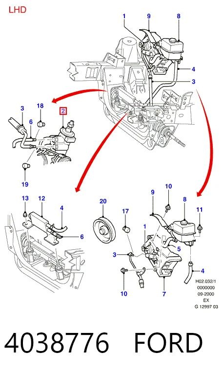 4038776 Ford Рейковий рульовий механізм
