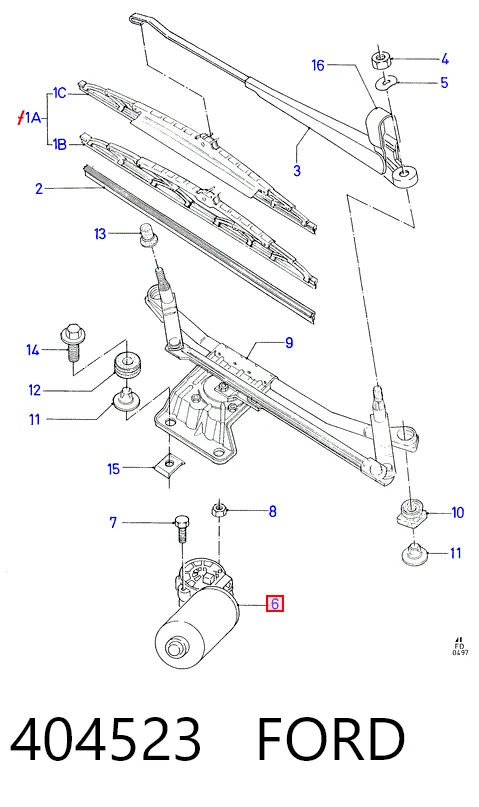 404523 Ford Мотор склоочисника скла (трапеції)