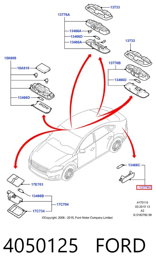 4050125 Ford Плафон підсвітки багажного відсіку