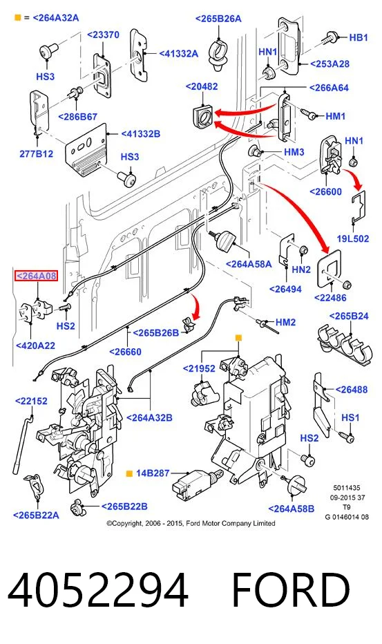 4052294 Ford Петля-зачіп (відповідна частина) замка зсувних дверей