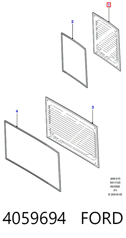 Скло третіх/п'ятих дверей XYG 2801D201 ціна, від 41.28 USD