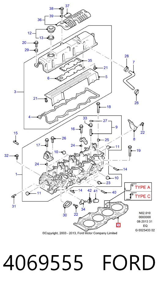 Прокладка ГБЦ Ford Ranger пікап (ER) (1999 - 2003) ціна, від 49.62 USD