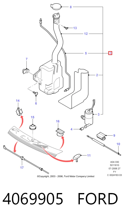 Бачок омивача лобового скла Ford Transit V автобус (V184/5) (2000 - 2006) ціна, від 19.03 USD