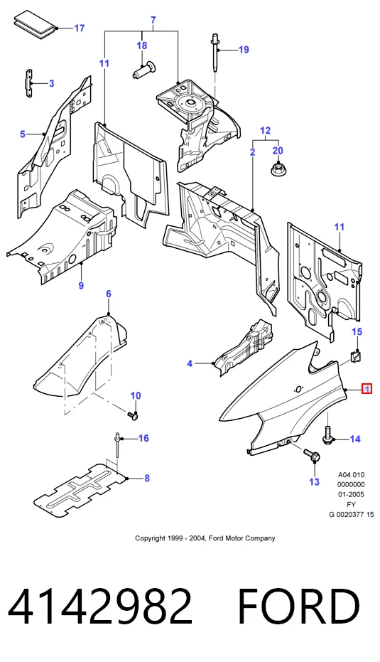 Ліве переднє крило Starline KH2509311 ціна, від 38.37 USD