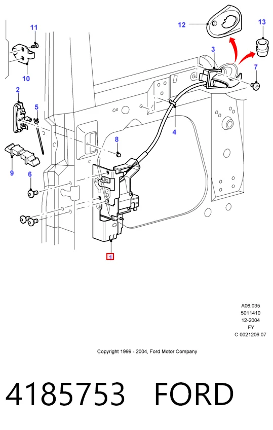 Замок дверей водія Ford Transit V