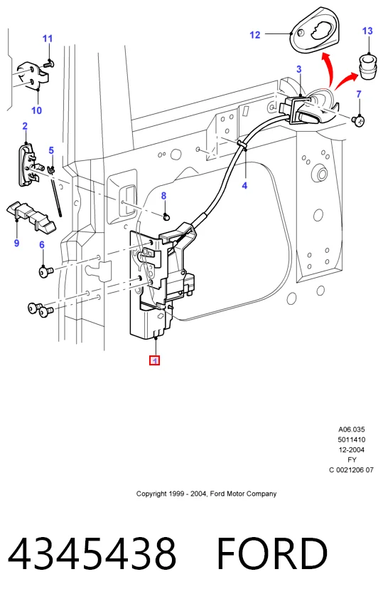 Замок передньої двері, лівої Ford Transit V фургон (V184/5) (2000 - 2006) ціна, від 35.47 USD