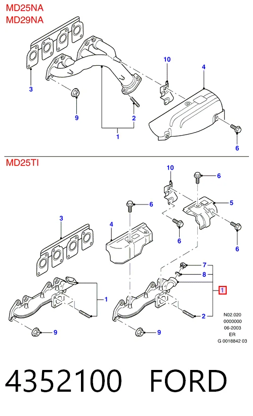 Газопроводи (колектор випускний) Ford Ranger пікап (EQ) (2002 - 2006) ціна, від 21.55 USD