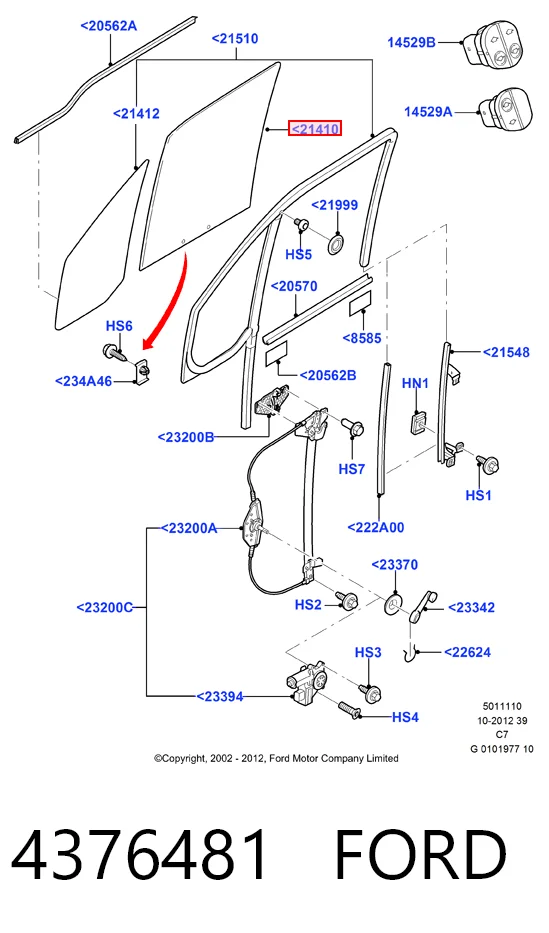 AB62397A XYG Скло водійських дверей
