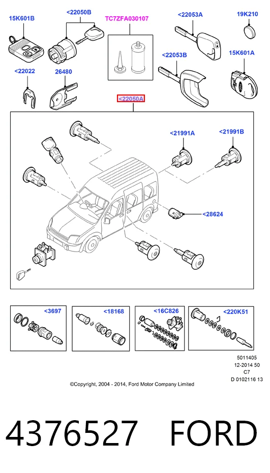 Личинки замків, комплект Ford Connect фургон (TC7) (2002 - 2013) ціна, від 58.45 USD