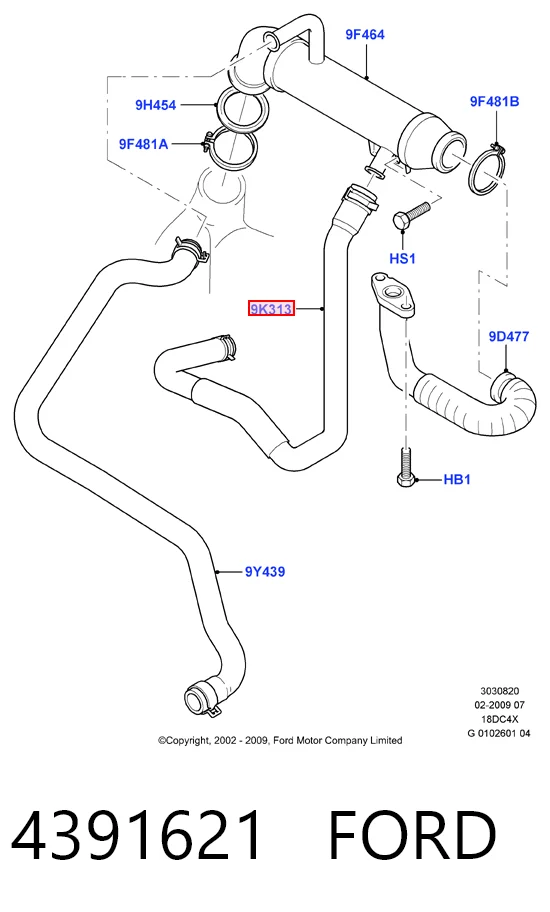 Шланг (патрубок) радіатор EGR, відведення Y40245 YTT