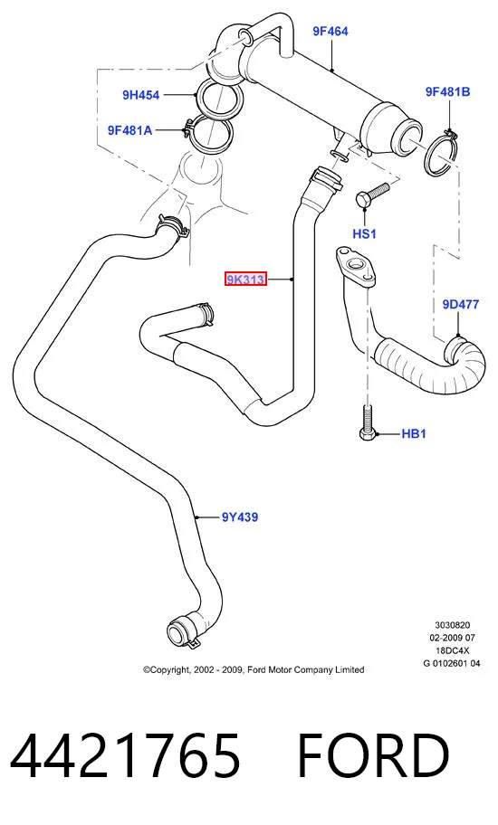 Шланг (патрубок) радіатор EGR, відведення Y40245 YTT