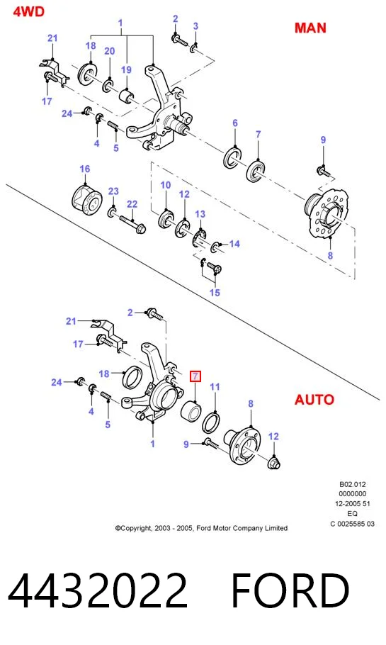 4432022 Ford Підшипник маточини передньої