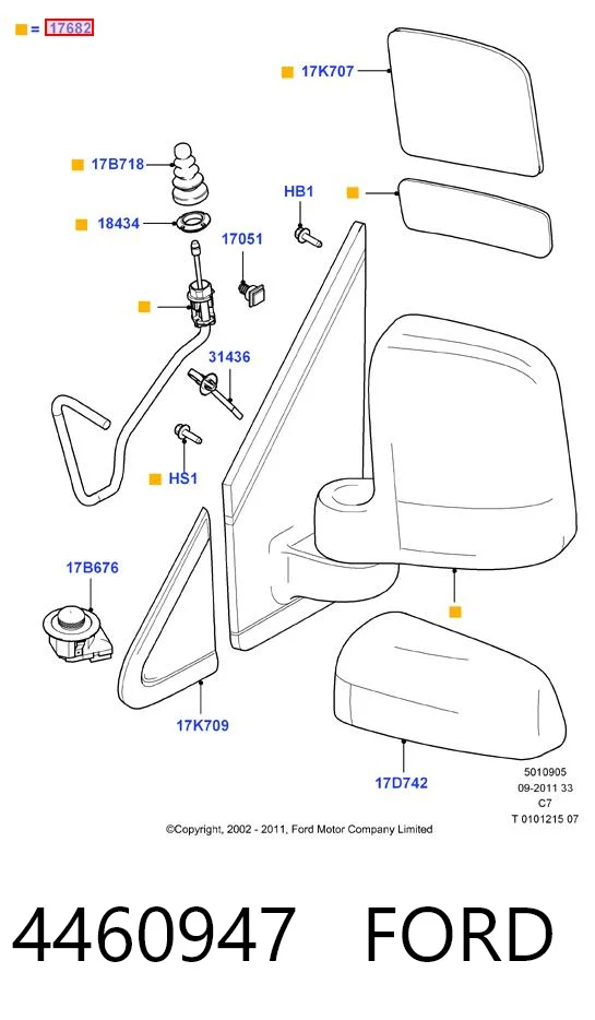 4460947 Ford Праве дзеркало заднього виду