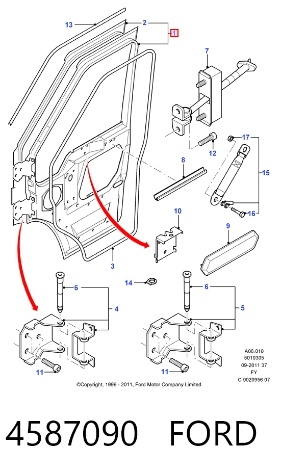 Пасажирські передні двері на Ford Transit V V184/5