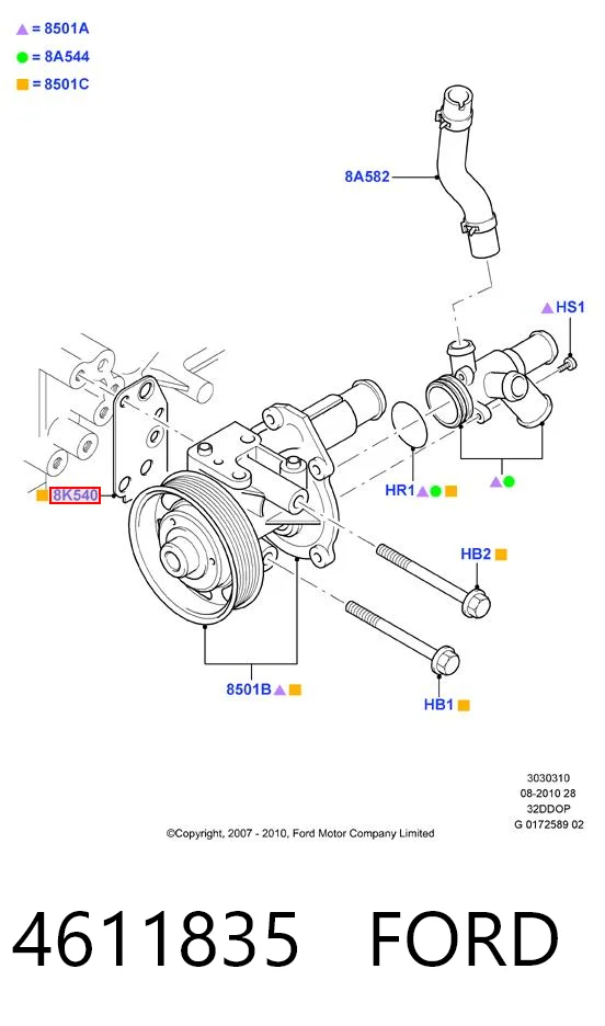 4611835 Ford Прокладка водяної помпи