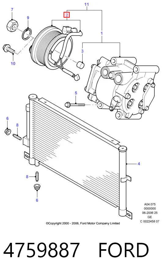 4759887 Ford Шків компресора кондиціонера