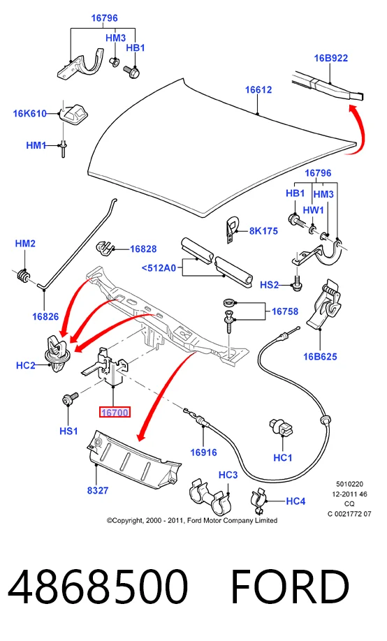 Замок капота Ford Ka RBT