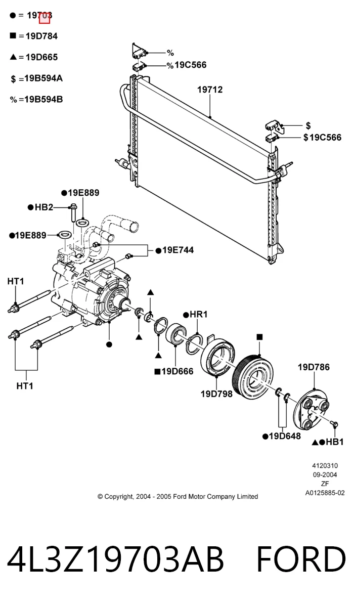 4L3Z19703AB Ford Компресор холодоагенту