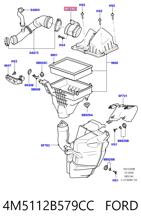 4M5112B579CC Ford Датчик витрати повітря