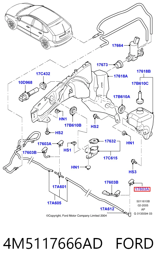 4M5117666AD Ford Сопло склоомивача вітрового скла