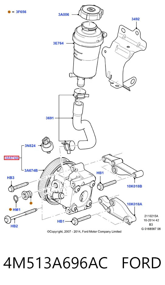 4M513A696AC Ford Насос гідропідсилювача