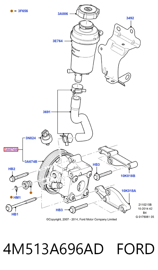 4M513A696AD Ford Насос гідропідсилювача