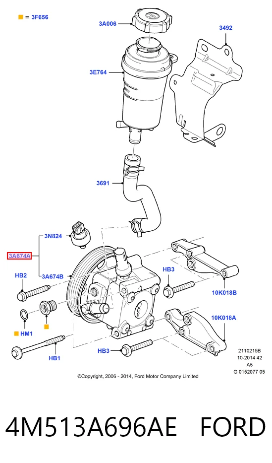 4M513A696AE Ford Насос гідропідсилювача