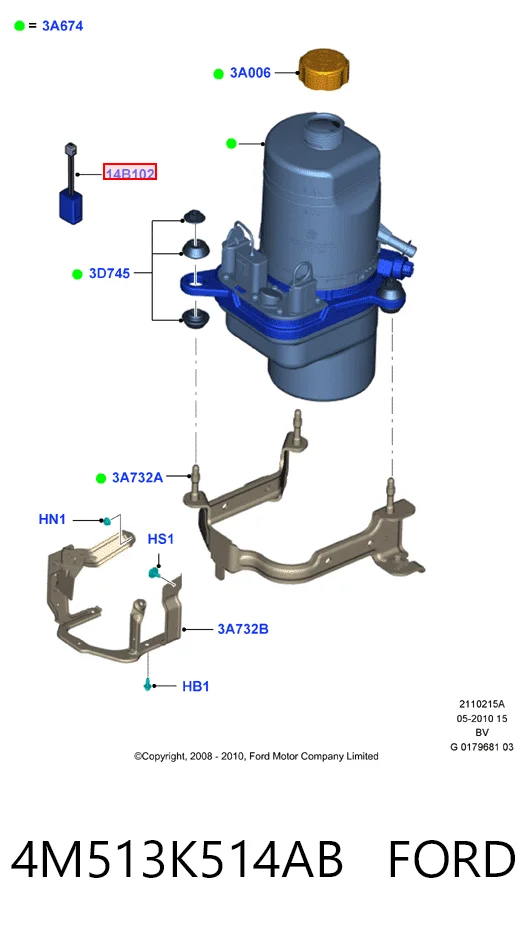 4M513K514AB Ford Насос гідропідсилювача