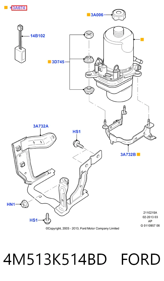 4M513K514BD Ford Насос гідропідсилювача