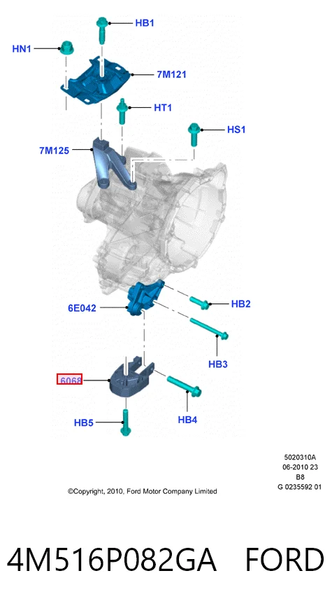 4M516P082GA Ford Задня подушка двигуна